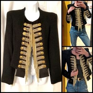 Wool Blend Military Style Blazer